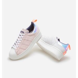 Adidas superstar bold Girls Are Awesome suede two-tone plateau sneaker 10